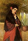 A Spanish Beauty in a Red and Black Lace Shawl